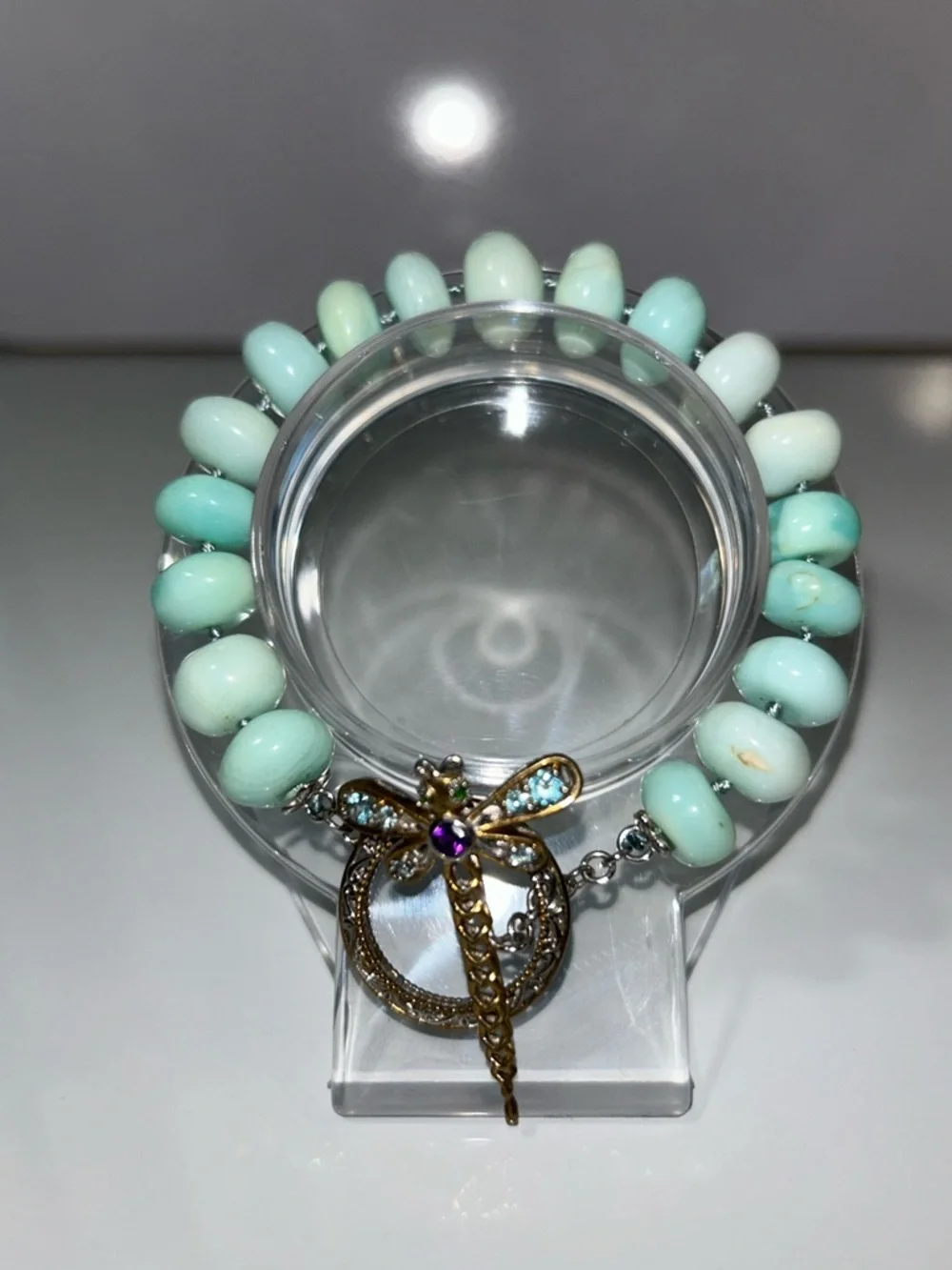NWOT Gems En Vogue Palladium 18k Accents Gemstone Dragon Fly Toggle Bracelet